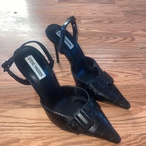 Steve Madden Black Croc-Embossed Heels